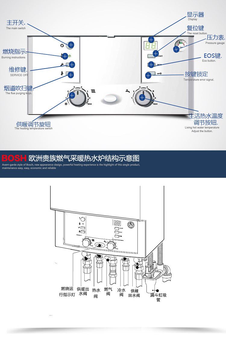 博世欧洲贵族冷凝zwb42-3(42kw)两用壁挂炉