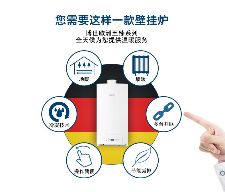 德国博世欧洲至臻冷凝式燃气采暖壁挂炉锅炉98KW冷凝壁挂炉